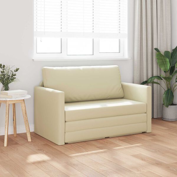 vidaXL Schlafsofa 110cm Creme Kunstleder