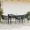 vidaXL 5-tlg. Garten-Essgruppe mit Kissen Schwarz Poly Rattan Glas