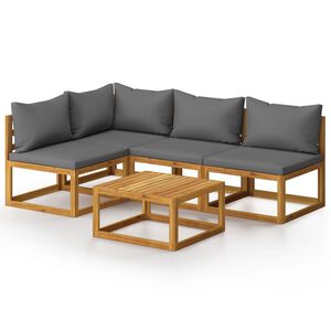 vidaXL 5-tlg. Garten-Lounge-Set mit Auflagen Massivholz Akazie