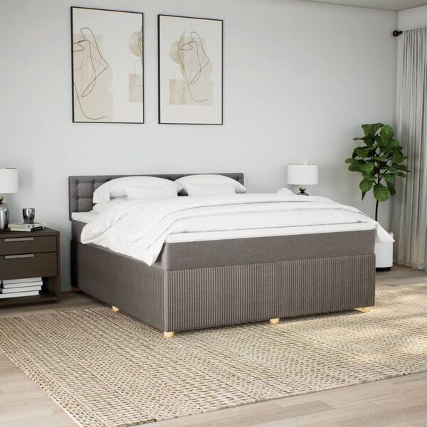 vidaXL Boxspringbett mit Matratze Taupe 180x200 cm Stoff