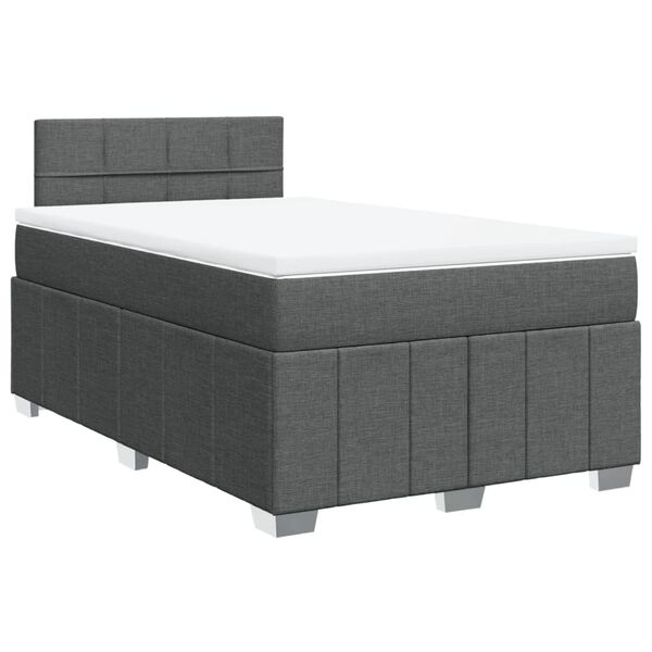 vidaXL Boxspringbett mit Matratze Dunkelgrau 120x200 cm Stoff