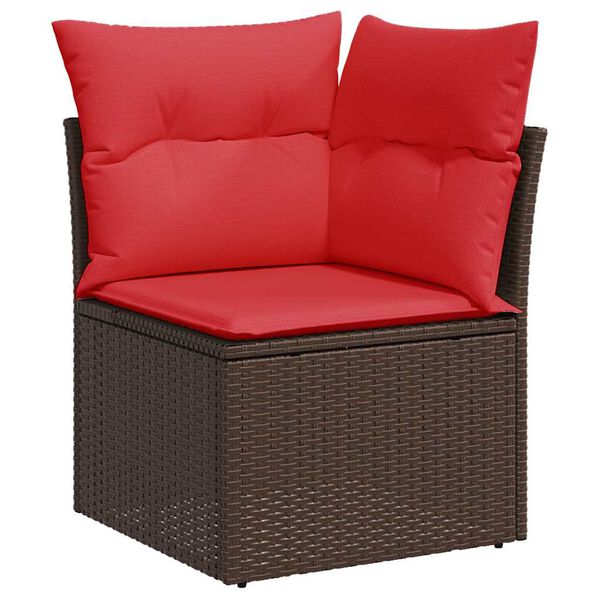 vidaXL 9-tlg. Garten-Sofagarnitur mit Kissen Braun Poly Rattan Akazie