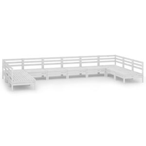 vidaXL 10-tlg. Garten-Lounge-Set Wei&szlig; Massivholz Kiefer