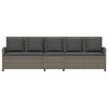 vidaXL Gartensofa 5-Sitzer mit Kissen Grau Poly Rattan