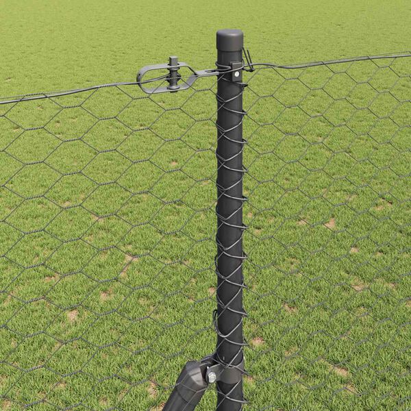vidaXL Zaunpfosten Grau 10 x 1,5 m (36 mm Netz) Stahl und PVC