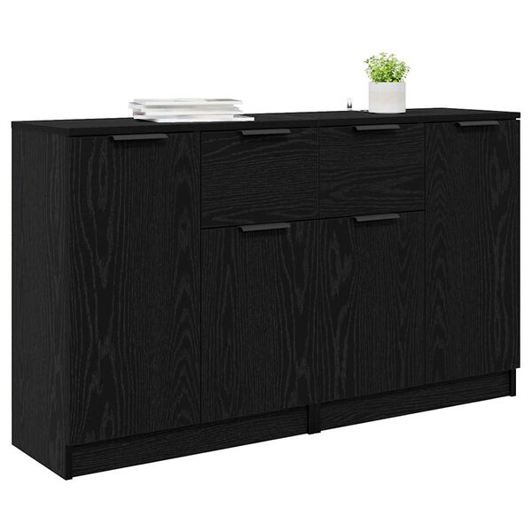 vidaXL Sideboards 2 pcs Schwarz Eichen-Optik 60 x 30 x 70 cm