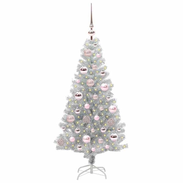 vidaXL Weihnachtsbaum mit 150 LEDs mit St&auml;nder Silber 120 cm PET