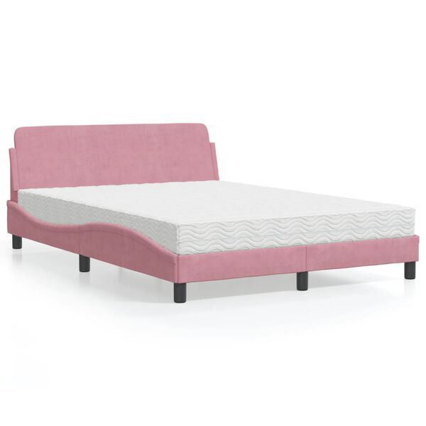 vidaXL Bett mit Matratze "Dover" Rosa 120x200 cm Samt
