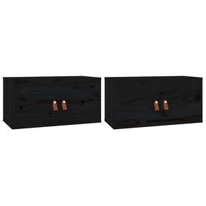 vidaXL Wandschr&auml;nke 2 Stk. Schwarz 60x30x30 cm Massivholz Kiefer