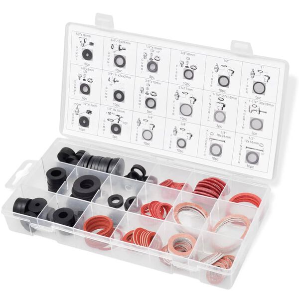 141-tlg. Dichtungssortiment Gummi und Fiber O-Ring Dichtungsring Set