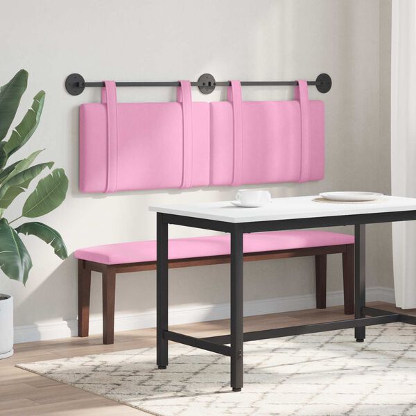 vidaXL H&auml;ngevorderseite Wandmontiert Uni Rosa 130 x 55 x 5 cm Stoff