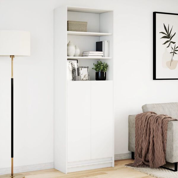 vidaXL Highboard mit LED-Beleuchtung Wei&szlig; 69x32,5x200 cm Holzwerkstoff