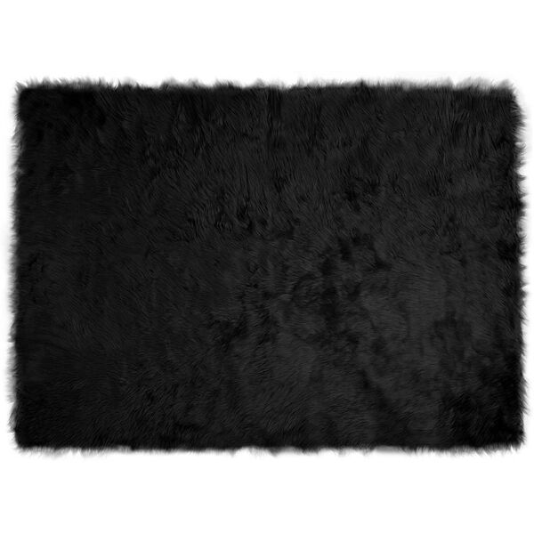vidaXL Kunstschaffell Teppich Tafalla Schwarz 120 x 170 cm Polyester