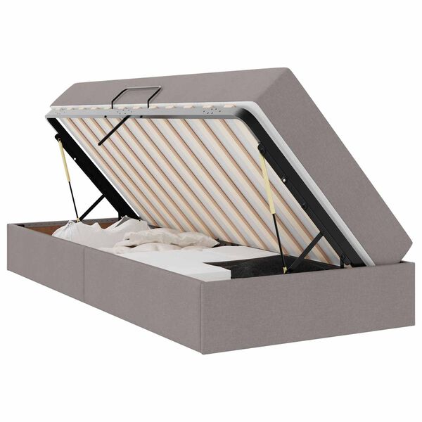 vidaXL Aufbewahrungsbett mit Matratze Taupe 90 x 200 cm Polyester