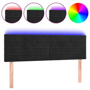 vidaXL LED Kopfteil Schwarz 144x5x78/88 cm Samt
