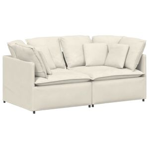 vidaXL Modulares Sofa mit Kissen Samt Cream