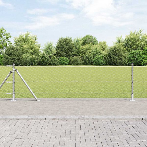 vidaXL Zaunpfosten Silber 50 x 0,6 m (50 mm Gewebe) Stahl