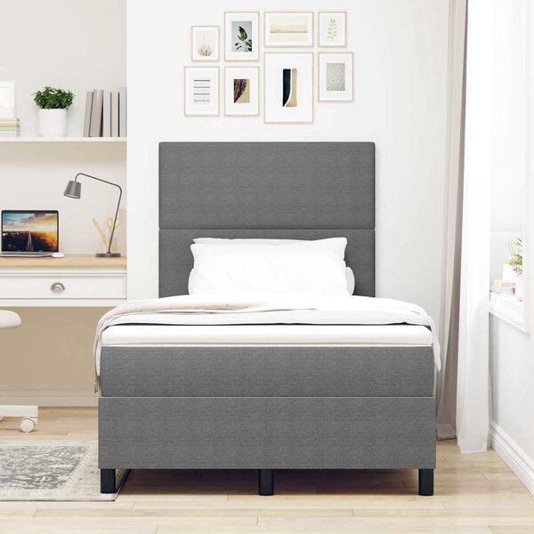 vidaXL Boxspringbett Hellgrau und Wei&szlig; 203 x 120 x 128 cm Cordstoff