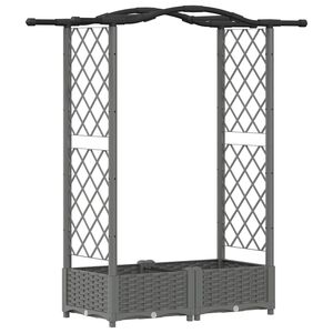 vidaXL Hochbeet mit Rankgitter und Dach Hellgrau 124 x 40 x 125 cm PP
