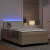 vidaXL LED Boxspringbett Hellgrau und Wei&szlig; 120 x 200 cm Cordstoff