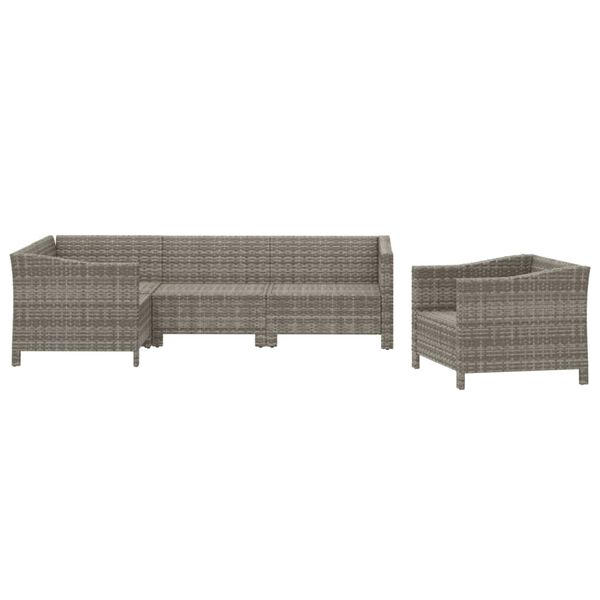 vidaXL 5-tlg. Garten-Lounge-Set mit Kissen Grau Poly Rattan