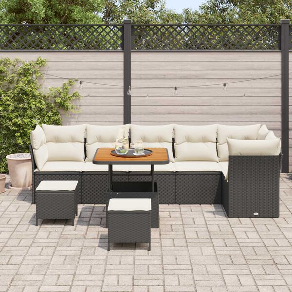 vidaXL Gartensofa-set 9 pcs Schwarz Poly-Rattan