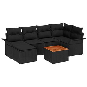 vidaXL Gartensofa-set mit Speicher 7 pcs Schwarz Poly-Rattan