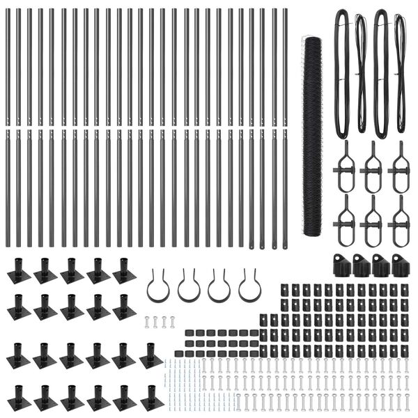 vidaXL Zaunpfosten Grau 50 x 1,5 m (36 mm Maschenweite) Stahl und PVC