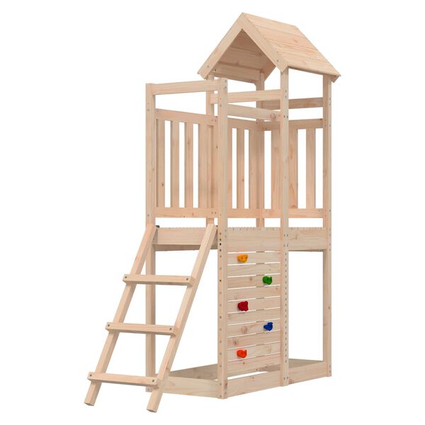 vidaXL Spielturm Braun 110,5 x 52,5 x 214 cm Massives Kiefernholz