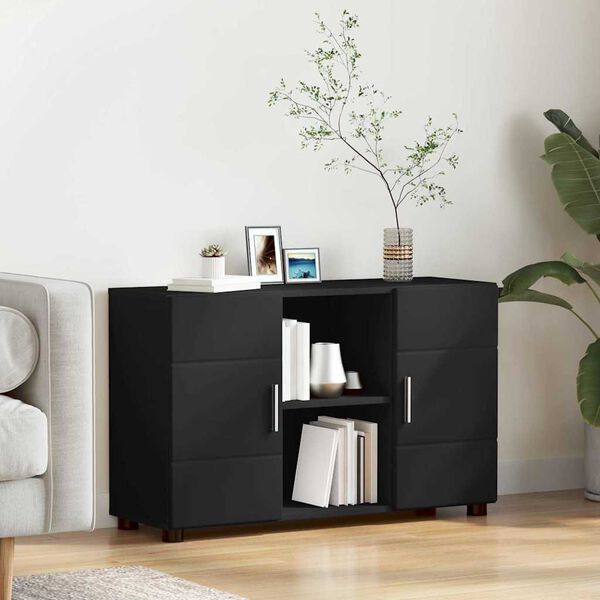 vidaXL Sideboard mit Regal Schwarz 88,5 x 30,5 x 55,5 cm Holzwerkstoff