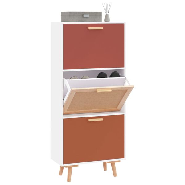 vidaXL Schuhschrank Wei&szlig; 52x25x120 cm Holzwerkstoff