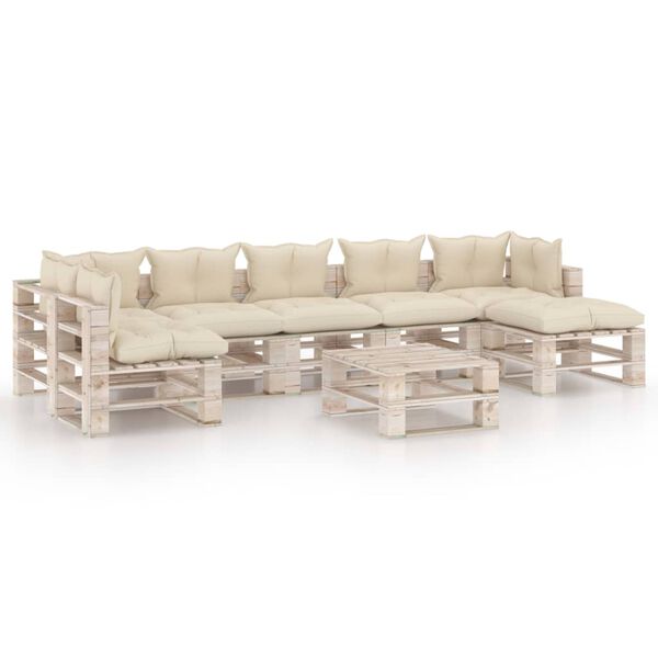 vidaXL 8-tlg. Garten-Lounge-Set aus Paletten mit Kissen Kiefernholz