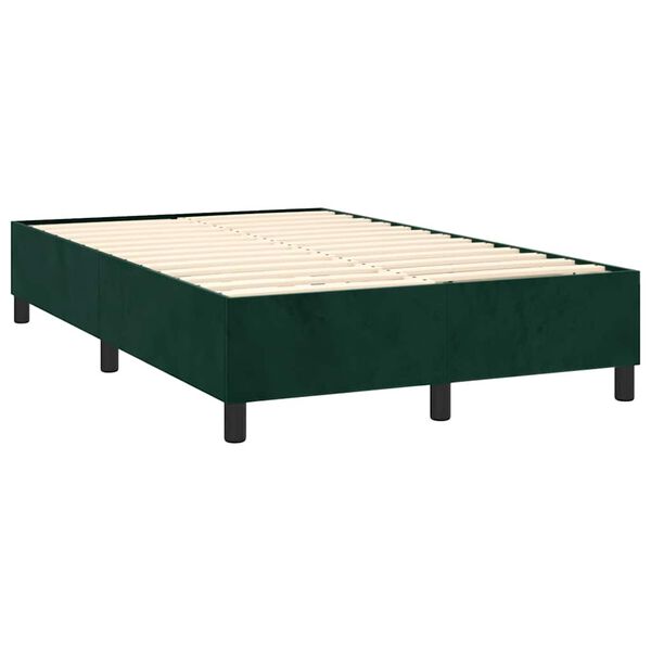 vidaXL Boxspringbett mit Matratze Dunkelgr&uuml;n 100x200 cm Samt