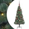 vidaXL K&uuml;nstlicher vorbeleuchteter Weihnachtsbaum mit Kugelset Gr&uuml;n