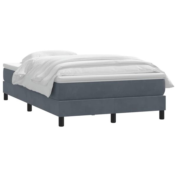 vidaXL Boxspringbett mit Matratze Dunkelgrau 120x220 cm Samt