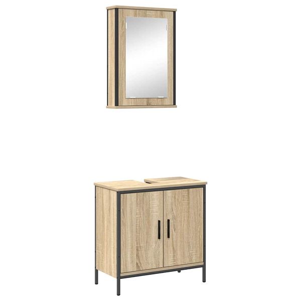 vidaXL Badezimmerm&ouml;bel-Set mit Regal mit T&uuml;r 2 pcs Braun Holzwerkstoff