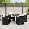 vidaXL Garten Essgruppe mit Kissen 5 pcs Schwarz Poly-Rattan