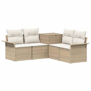 vidaXL Sofa Set 5 stk. Beige und Cremewei&szlig; Polyrattan und Stahl
