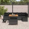 vidaXL Garten-Sofa-Set mit Kissen mit Speicher 9 pcs Schwarz