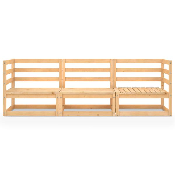 vidaXL Outdoor-Sofa 3-Sitzer Massivholz Kiefer