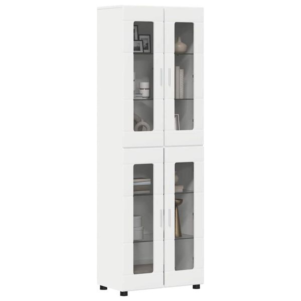 vidaXL Highboard mit Regal FLORIN Wei&szlig; 60 x 35 x 182 cm Holzwerkstoff