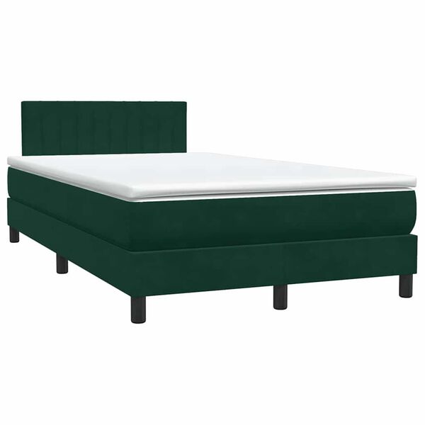 vidaXL Boxspringbett mit Matratze Dunkelgr&uuml;n 120x220 cm Samt