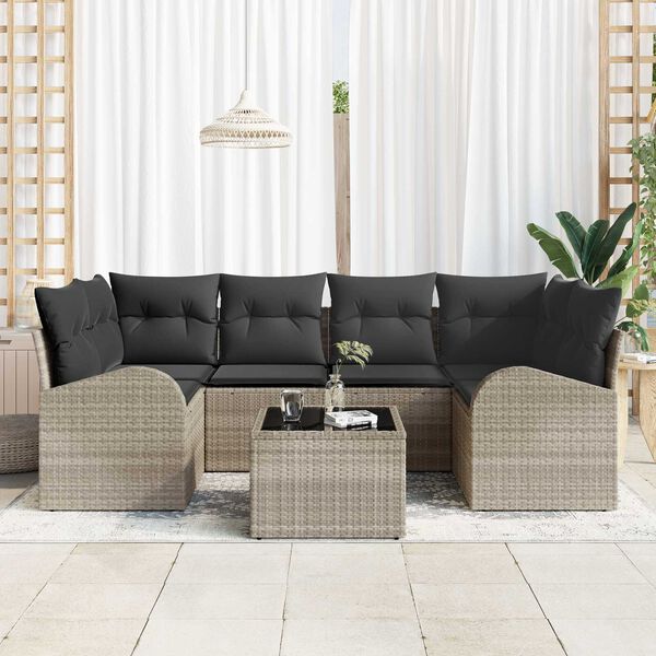 vidaXL Gartensofa-set 7 pcs Hellgrau und Dunkelgrau Poly-Rattan