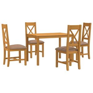vidaXL Essgruppe 5 stk. Grau Massivholz Eiche