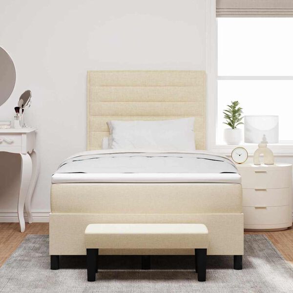 vidaXL Boxspringbett mit Matratze Creme 120 x 190 cm Stoff