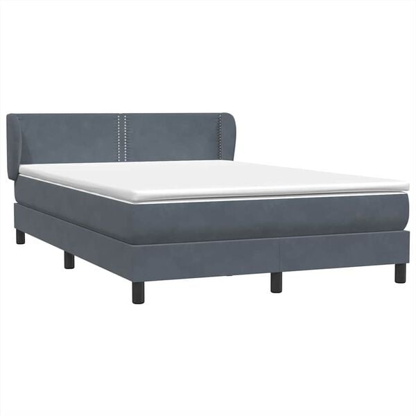 vidaXL Boxspringbett mit Matratze Dunkelgrau 160x220 cm Samt
