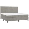 vidaXL Boxspringbett mit Matratze Hellgrau 200x200 cm Samt