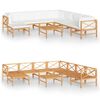 vidaXL 9-tlg. Garten-Lounge-Set mit Creme Kissen Massivholz Teak