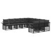 vidaXL Outdoor-Sofagarnitur 11 stk. Schwarz und Dunkelgrau Polyester
