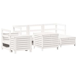 vidaXL 7-tlg. Garten-Sofagarnitur Wei&szlig; Massivholz Kiefer